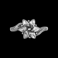 Sterling Silver Diamond Cut Sakura Flower Ring