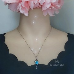 Round Blue Topaz Necklace – Sterling Silver Swirl Bow Infinity 2 CT Blue Topaz