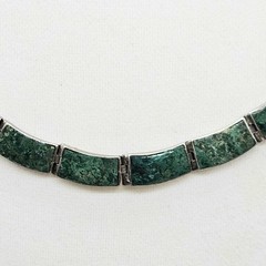 925 Sterling Green Stone Inlay (Chrysocolla / Malachite Type) SET ~ Chili ~ 84g