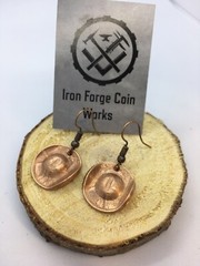 Cowboy Hat Wheat Penny Earrings. Cowgirl Copper Coin Ring Jewelry