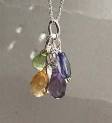 Sterling Silver Amethyst Peridot Aquamarine Iolite Citrin Briolette Pear Pendant