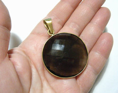1.5″ Charles Albert Huge Faceted Smoky Quartz & Alchemia Gold Pendant