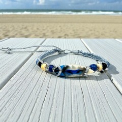 Surfboard Bracelet Anklet Macrame Hemp Dolphin Wood Beads Adjustable Unisex