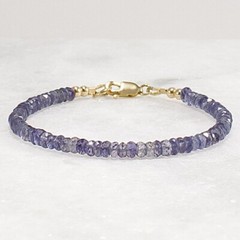 3–3.5mm Iolite Bracelet, Faceted Rondelle, 14k Gold Filled