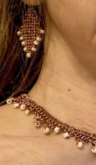 Handmade Antiqued Pure Copper Chainmail European 4-in-1 Necklace Earring Set