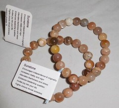 Natural Gemstone Sunstone Bracelets by Healing Light Stones Round Bead & Chip