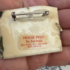 Vintage HOUSE PINS BY LUCINDA Mixed Materials Cat House Cloud Pin Brooch