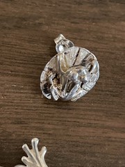 Vintage Frogs Sterling Silver .925 Brooch & Pierced Earrings