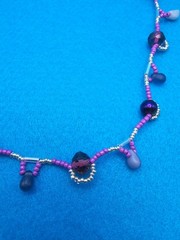 Woven Glass Dark Purple & Silver Necklace Handmade