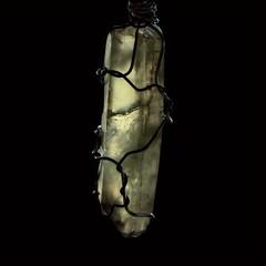 Smoky Quartz Point Crystal Pendant Wire Wrapped Copper Silver Jewelry Morion 2”
