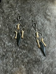 Women’s Dangle Drop Earrings Bone Black Spike witchy bone jewelry oddities