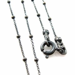 Oxidized Sterling Silver Necklace -Beaded Ball Chain – Satellite Chain (16″-36″)