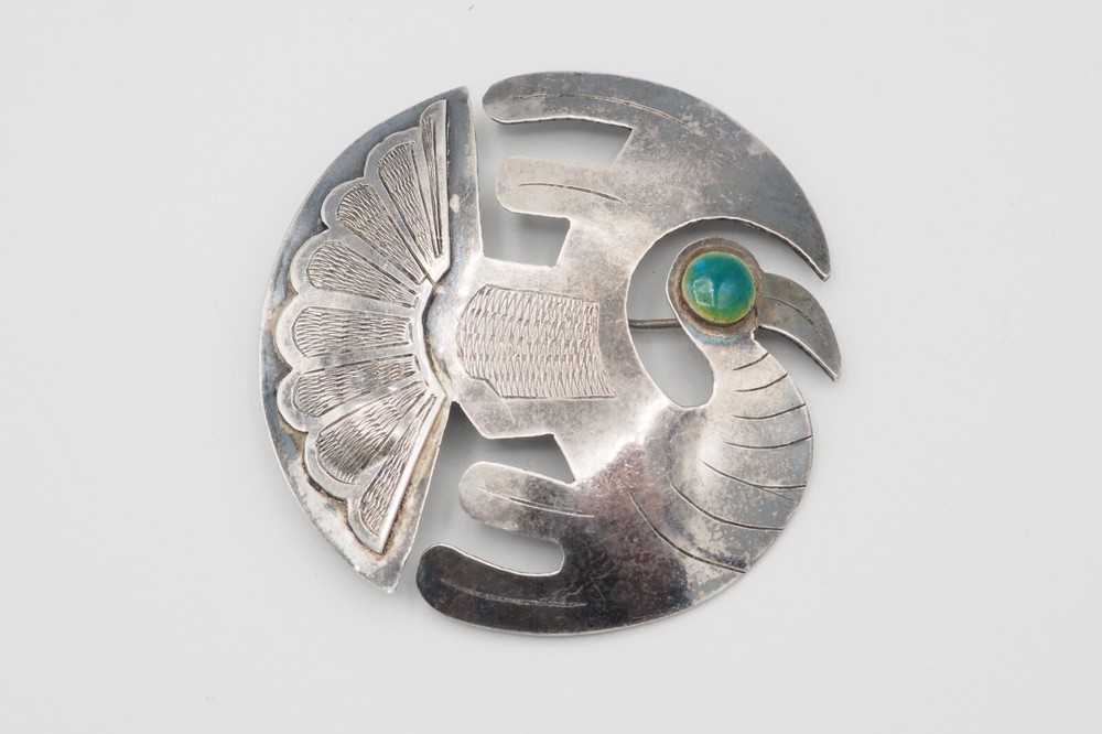Vintage Peru sterling silver Inca’s Heron Crane Ethnic Peruvian Bird Pin brooch