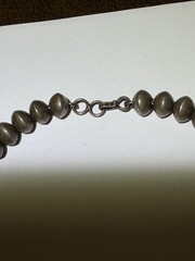 Amazing Navajo Pearls Graduated Sterling Silver Round Seamless Bead Necklace