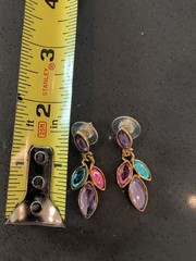 Vintage Trifari Cabochon Pierced Earrings Pastel Blue Purple Pink Q147