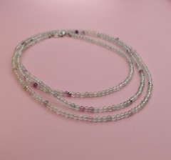 Super long light green fluorite necklace, unique tiny stone crystal necklace