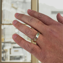 My Beloved Wedding Jewish Ring In 14K Two Tone Gold with Stones Hebrew Jewelry