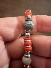 Elegant Orange and Silver Beaded Bracelet