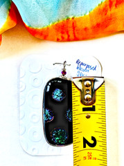 Handcrafted Pendant Dichronic Multicolor Foil Black Glass Silver Wire Bail NWT