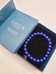 Ravia Jewels Genuine 7mm Natural Lapis Lazuli Beaded Bracelet