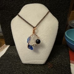 Wire Wrap Quartz Czech Glass 20” Antiqued Brass Chain US Seller Free Shipping