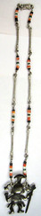 Peru 950 Sterling Silver Multi Stone Inlay Warrior King Pendant Heishi Necklace