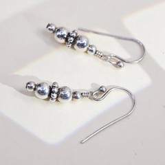 Vintage sterling silver handmade earrings, 925 beads dangles