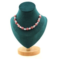 Stones And Minéraux. Necklace 20 Beads Quartz Pink – Brazil + Rhodonite 0 5/16in