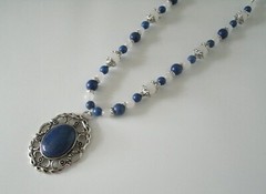 Lapis Lazuli And Moonstone Boho Bohemian New Age Metaphysical Art Deco Necklace