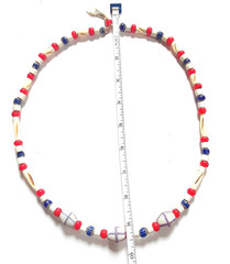 Native American Style Handmade Necklace, Bone Chevron French Cross & Whitehearts