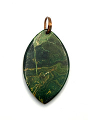 Green Polished Stone w/ Copper Bail Cabochon Verdite? Ocean Jasper?