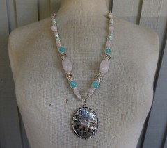 Abalone Shell Adjustable Hemp Necklace Rose Quartz Pearls Gemstone Beads Natural