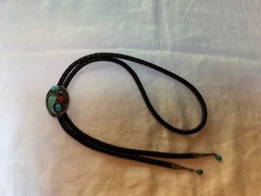 VINTAGE NAVAJO NATIVE AMERICAN BEAR CLAW TURQUOISE & CORAL STERLING SILVER BOLO