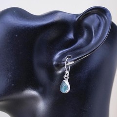 925 Sterling Silver Earrings, Pear Shaped Dangles, Minimalist Aqua Green Drops