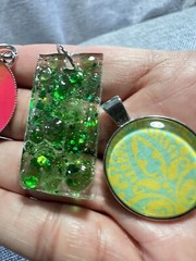 Necklaces Pendants Lot Of 4 Assorted Glass Resin Mixed Media Handmade 1646 W