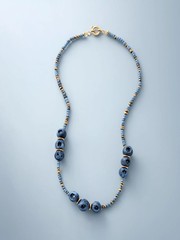 Handmade Polymer Clay Blueberry Necklace Beaded Choker 14k Gold Plated Carabiner