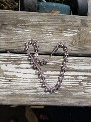 Hand knotted 20 in.pool of lights style necklace, 100% pink silk handmade clasp