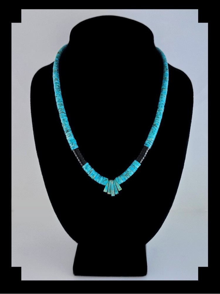 White Fox Creation: Graduated Turquoise Choker with Turquoise Jacla Set