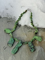 STUNNING Estate Slab Green Turquoise Southwestern Style Necklace 19” BUY NOW