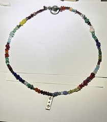 Vintage Artisan Handmade Rainbow Multicolor Gemstone Necklace