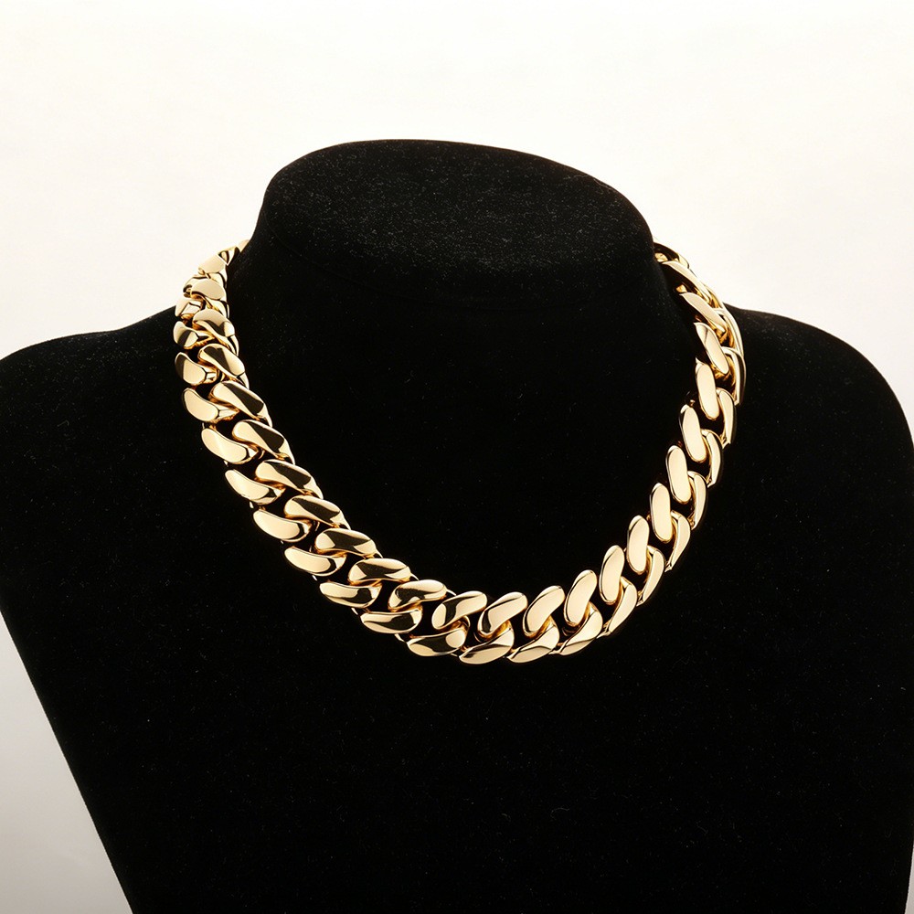 22mm Gold Cuban Link Chain Necklace Bracelet Heavy Chunky Mens Hip Hop Jewelry