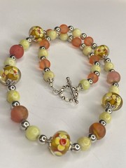Artisan Handcrafted Art Deco Lampwork Glass Jewelry Yellow & Orange Sunshine#6