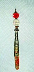 Faceted Glass Bead MOON FACE SEA SEDIMENT JASPER Point PENDANT Wand Pendulum Red