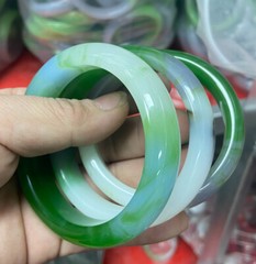 beautiful Green Gray jasper jade jadeite Women’s Gemstone Bangle Bracelet
