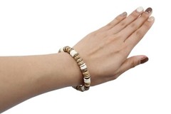Coconut Shell Bracelet -7″, Light Brown & Beige Coconut (Thick), Hawaiian Surfer