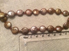 Cultured Coin pearl beaded oil slick yellow semiprecious gem pendant necklace