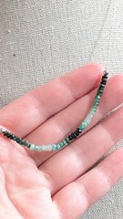 Natural Emerald Ombre Beaded Bar Necklace 925 Sterling Silver – 18 In