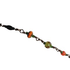 Artisan Army Olive Green Orange Glass Beaded Necklace Tassel Drop Fall Inspired