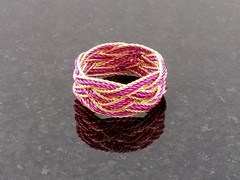 Size 6 Copper Twist / Lilac Artistic Twist Wire Turks Head Knot Ring Hand Tied