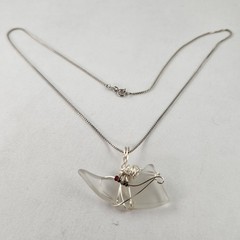 Sterling Silver Glass Pendant Artisan made & Sterling 18 in Chain [8793]